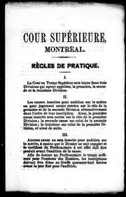 Cover of: Cour supérieure, Montréal: règles de pratique