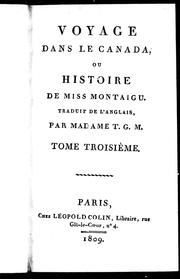 Cover of: Voyage dans le Canada ou Histoire de Miss Montaigu by Frances Brooke