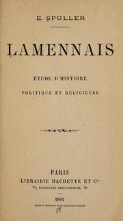 Cover of: Lamennais: étude d'histoire politique et religieuse.