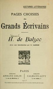 Cover of: Pages choisies des grands écrivains by Honoré de Balzac