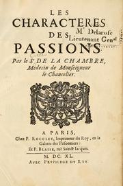 Cover of: Les characteres des passions.