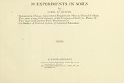 Cover of: 39 experiments in soils by Charles Lorin Quear