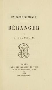 Cover of: Béranger, un poete national