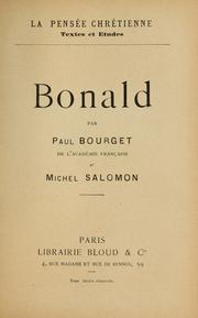 Cover of: Bonald by Paul Bourget