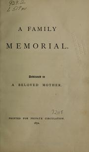 A family memorial by Anna Maria Elsdale Moon