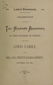Cover of: Lewis congress, 1694-1894 | Lewis family.