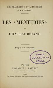 Cover of: Les " Menteries" de Chateaubriand.
