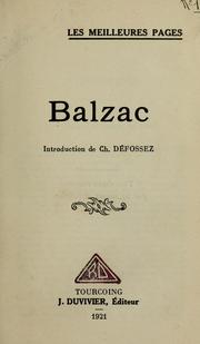 Cover of: Balzac ; introduction de Ch. Défossez by Honoré de Balzac
