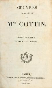Cover of: Oeuvres complètes de Mme. Cottin.