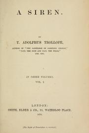 Cover of: A siren by Thomas Adolphus Trollope