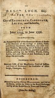 Cover of: Williamson's directory for the city of Edinburgh, Canongate, Leith, and suburbs, from June 1775, to June 1776 ....