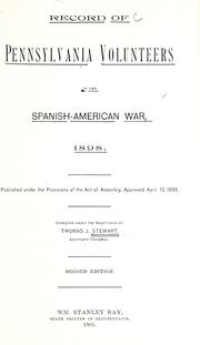Cover of: Record of Pennsylvania volunteers in the Spanish-American War, 1898