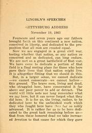 Speeches of Lincoln by Abraham Lincoln