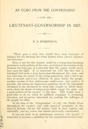 Cover of: Indiana rebellion of 1887: the case of the Lieutenant-Governor