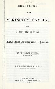 Cover of: Genealogy of the McKinstry family: with a preliminary essay on the Scotch-Irish immigration to America.