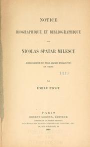 Cover of: Notice biographique et bibliographique sur Nic. Spatar Milescu