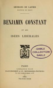 Cover of: Benjamin Constant et les idées libérales