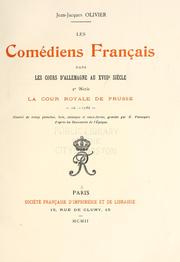 Cover of: Les comédiens français dans les cours d'Allemagne au XVIIIe siècle