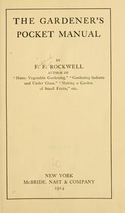 Cover of: The gardener's pocket manual