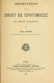 Cover of: Observations sur le droit de Protimsis en droit byzantin