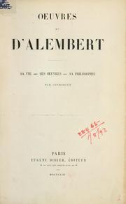 Cover of: Oeuvres de D'Alembert by Jean Le Rond d'Alembert