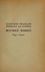 Cover of: Maurice Barrès: pages choisies.