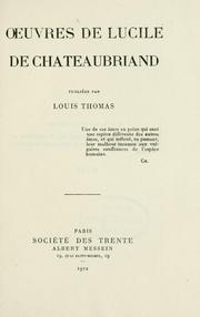 Cover of: Oeuvres de Lucile de Chateaubriand