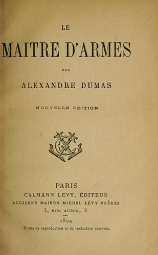 Le maître d'armes by Alexandre Dumas