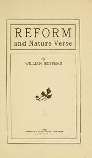Cover of: Reform and nature verse | William Hoffman