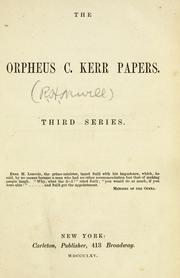 Cover of: The Orpheus C. Kerr papers: third series.