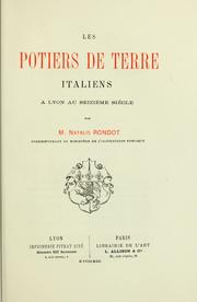 Cover of: Les potiers de terre italiens à Lyon au seizième siècle. by Natalis Rondot