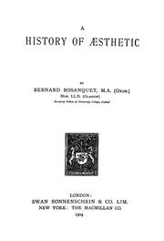 Cover of: A history of aesthetic by Bernard Bosanquet