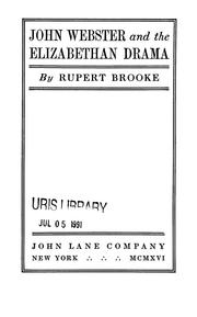 Cover of: John Webster and the Elizabethan drama by Brooke, Rupert