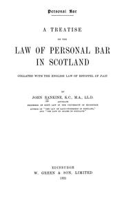 Cover of: A treatise on the law of personal bar in Scotland: collated with the English law of estoppel in pais