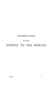 Cover of: Prolegomena to St. Paul's Epistles to the Romans and the Ephesians