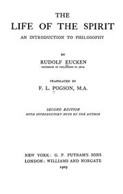 Cover of: The life of the spirit by Rudolf Eucken