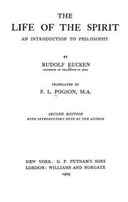 Cover of: The life of the spirit by Rudolf Eucken, Rudolf Eucken