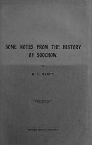 Cover of: Some notes from the history of Soochow