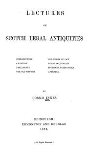 Cover of: Lectures on Scotch legal antiquities by Cosmo Nelson Innes