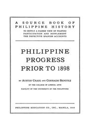 Cover of: Philippine progress prior to 1898 by Craig, Austin