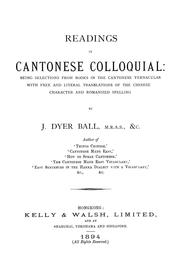 Cover of: Readings in Cantonese colloquial by J. Dyer Ball