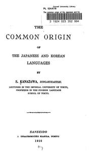 The common origin of the Japanese and Korean languages by S. Kanazawa