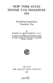 Cover of: New York state income tax procedure, 1921: including corporation franchise tax