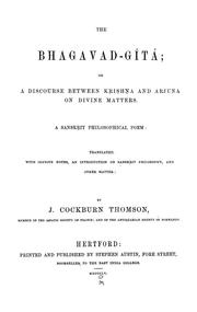 Cover of: The Bhagavad-Gítá, or, A discourse between kṛiṣhṇa and Arjuna on divine matters by Philip Wharton