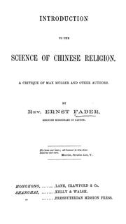 Cover of: Introduction to the science of Chinese religion by Ernst Faber