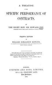 Cover of: A treatise on the specific performance of contracts by Fry, Edward Sir