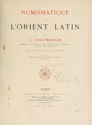 Cover of: Numismatique de l'Orient latin
