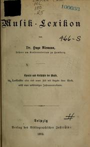 Cover of: Musik-Lexikon by Hugo Riemann