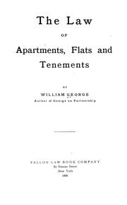 Cover of: The law of apartments by William George