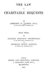 Cover of: The law of charitable bequests by Amherst D. Tyssen